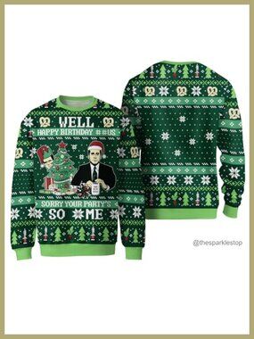 Unisex Ugly Christmas Sweater Pullover Crew Neck Acrylic Knit